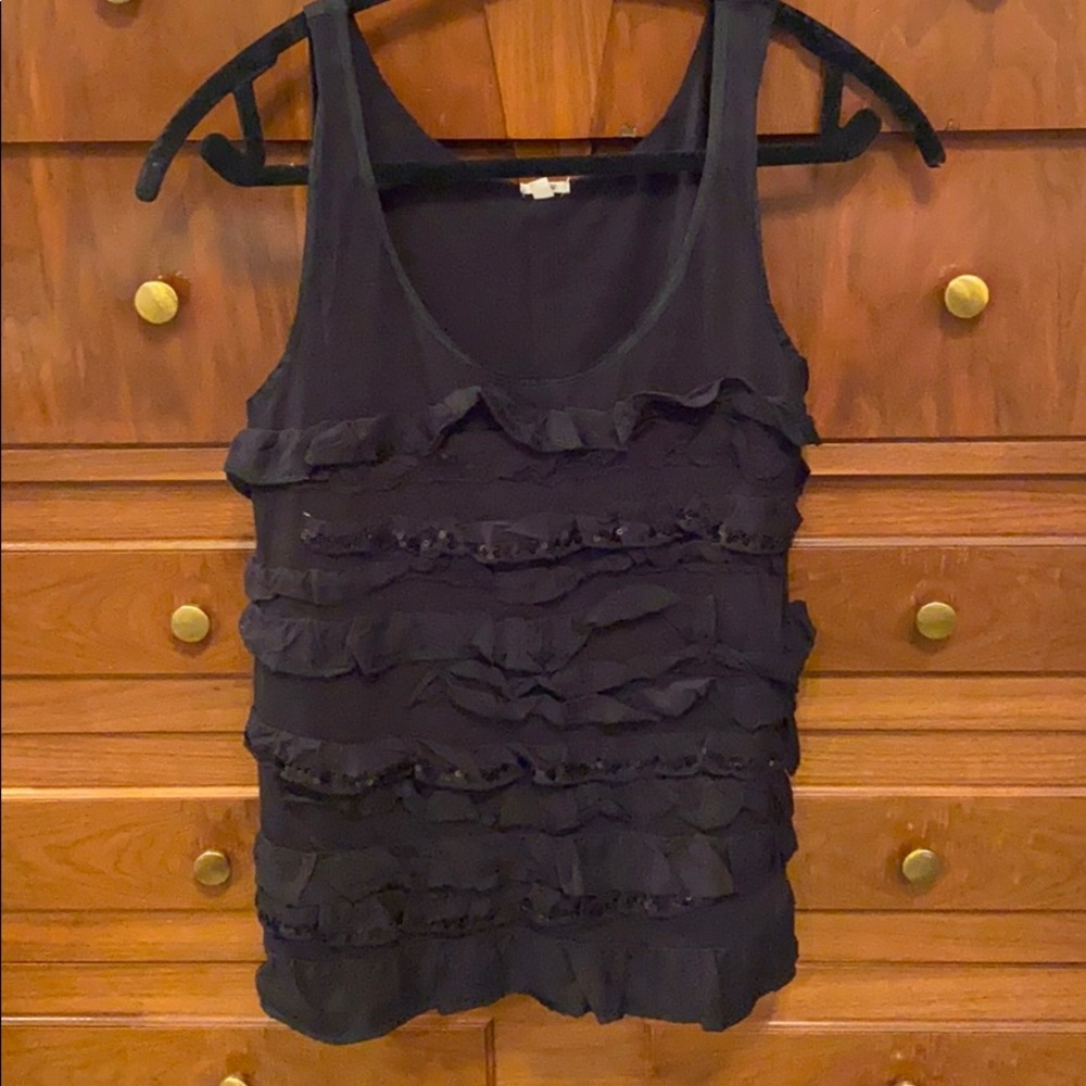 Cotton black ruffle fancy tank
